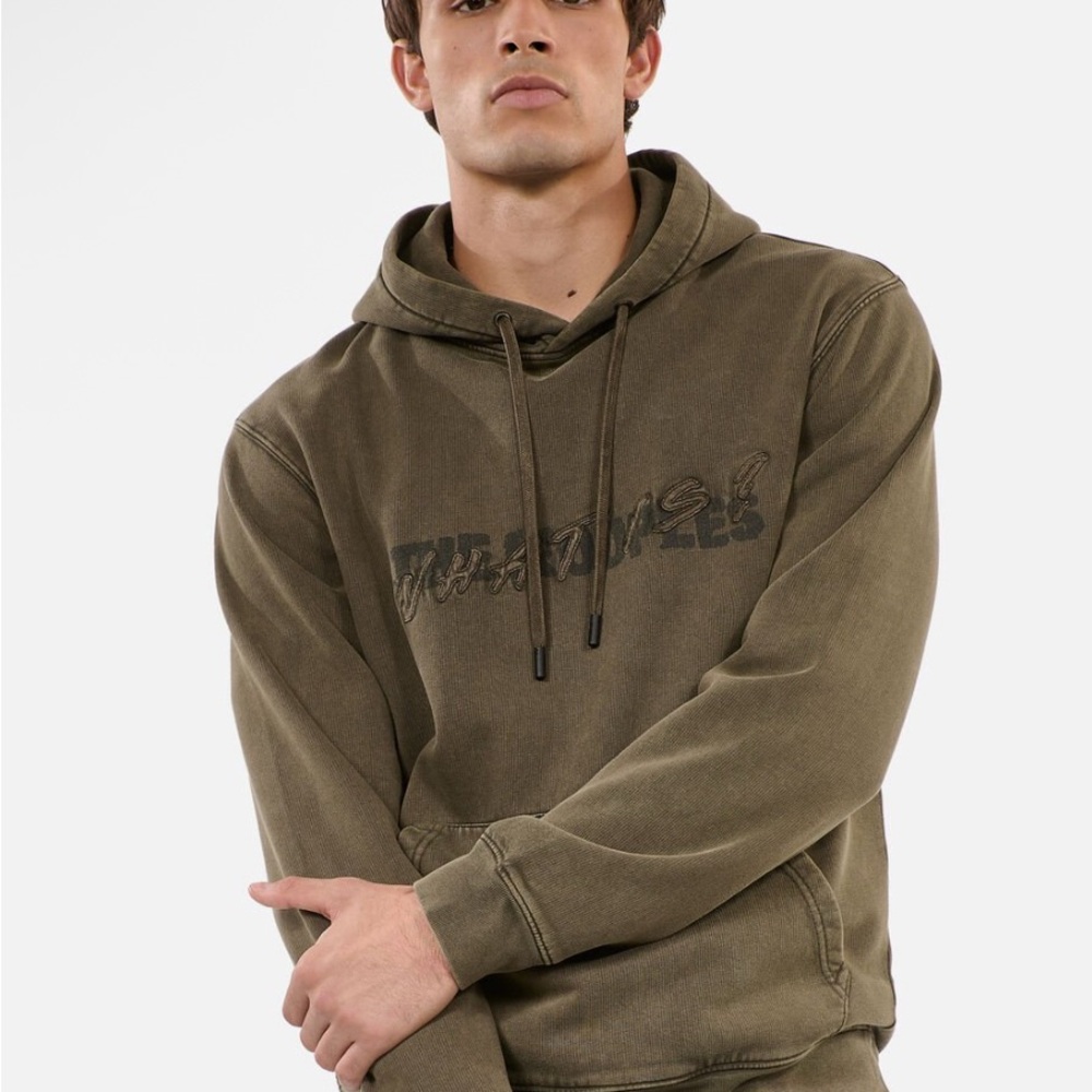 The Kooples What Is Kooples Men's Olive Hoodie vintage look army green M or L - Picture 2 of 10